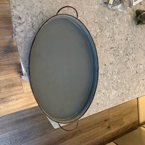 Oval Metal Serving Tray with Handles